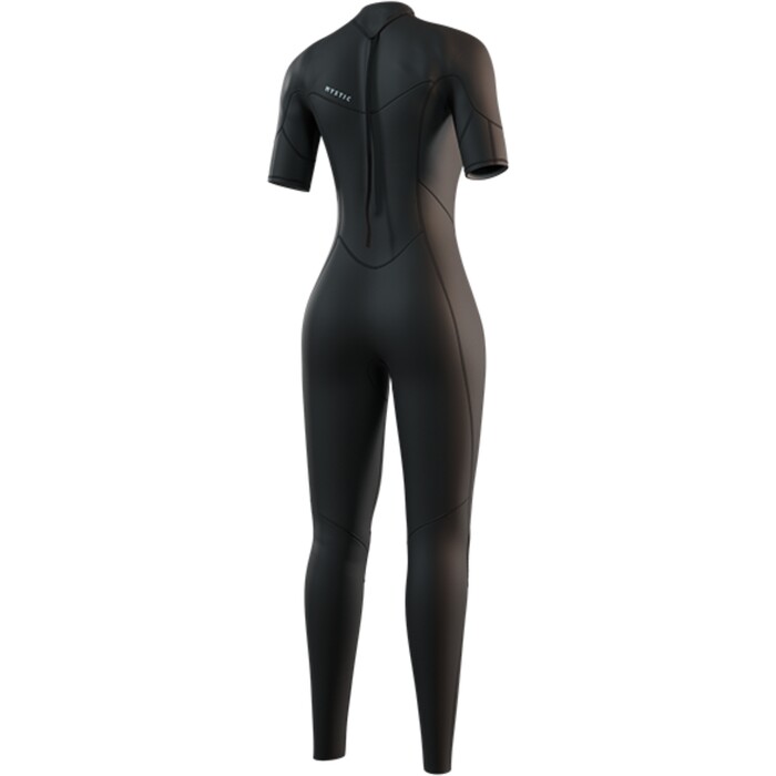 2025 Mystic Womens Brand 3/2mm Short Arm Back Zip Flatlock Wetsuit 35000.250062 - Black